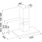 Fulgor FTHD 1200 TC X 120厘米 730m³/h 煙囪式抽油煙機